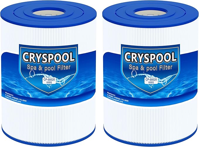 Cryspool® pwk65 Compatible with Watkins 31114, Hot Spot spa Filter, C-8465, FC-3960, 71827, 71828, Watkins 65 sq.ft hot tub Filter, 2 Pack