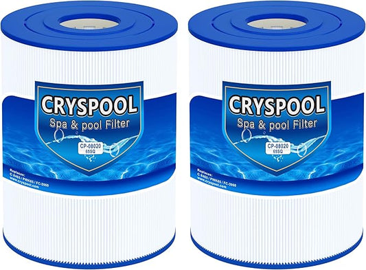 Cryspool® pwk65 Compatible with Watkins 31114, Hot Spot spa Filter, C-8465, FC-3960, 71827, 71828, Watkins 65 sq.ft hot tub Filter, 2 Pack