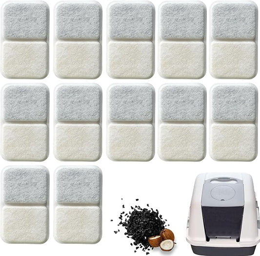 12 Pack Activated Charcoal Filters Refills for Catit Litter Box, Odor Filters for Catit Airsift Jumbo Hooded Cat Litter Pan