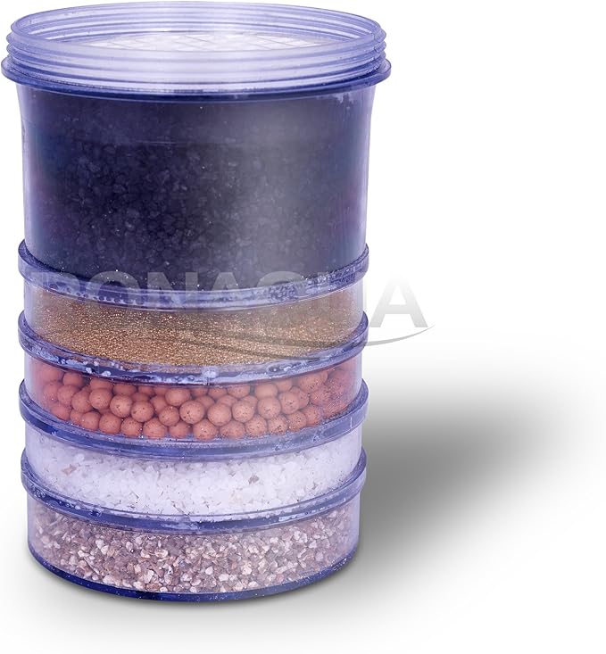 5-Stage Replacement Mineral Filter Cartridge for Countertop & Water Coolers. 5 layers of filtration & mineralization. Removes granular impurities to provide a brilliant sparkle in water