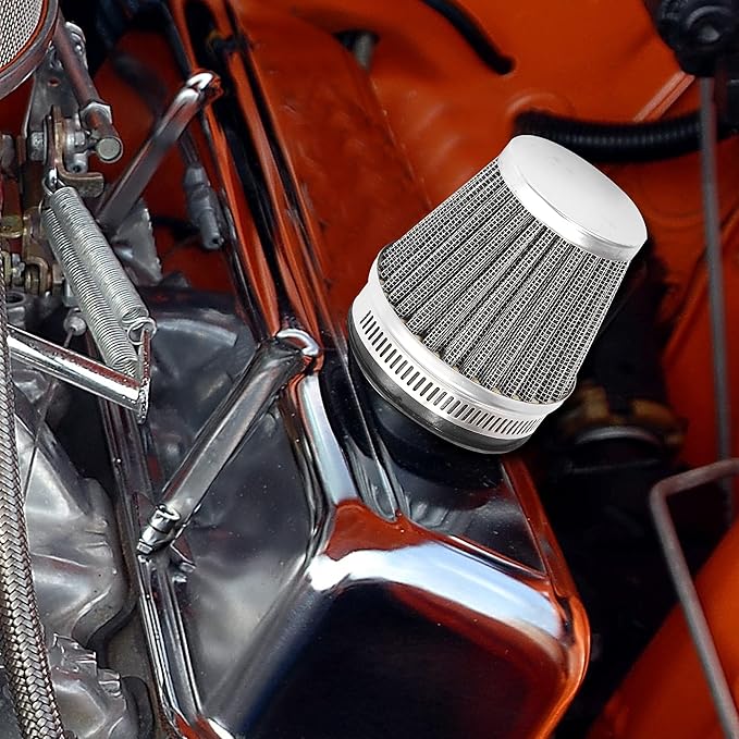 Motoforti 4pcs Universal 60mm Air Filter Cleaner Round Tapered Replacement for Motorcycle Black