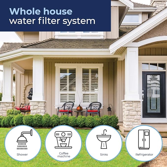 Pureline FXHTC 25 Micron 10" x 4.5" Replacement for GE FXHTC, GXWH40L, Culligan RFC-BBSA, W50PEHD, GXWH40L, GXWH35F, GNWH38S, DuPont WFHD13001, Pentair Pentek R50-BB, NSF 372 and NSF 42 (2 Pack)