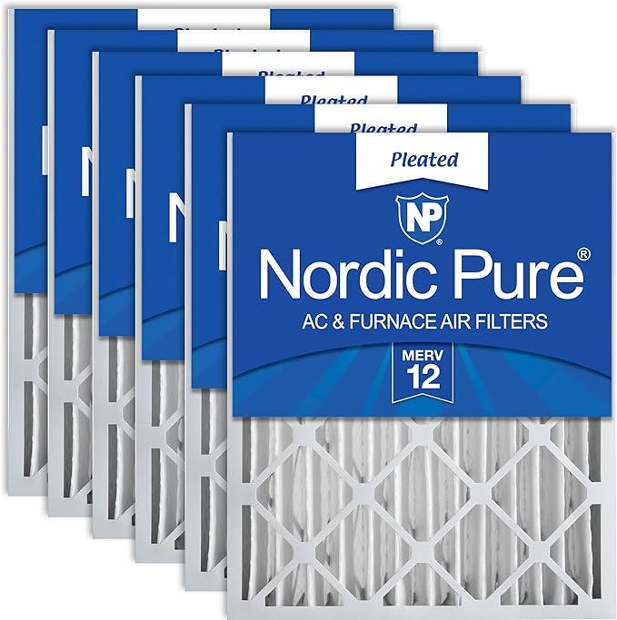 Nordic Pure 20x20x4 (19_1/2 x 19_1/2 x 3_5/8) Pleated MERV 12 Air Filters 6 Pack