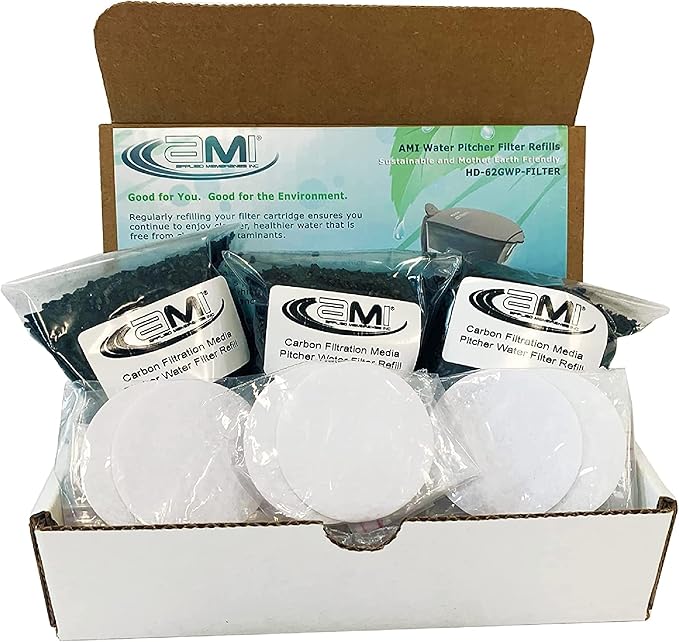 APPLIED MEMBRANES INC. Water Pitcher Filter Refills, Replacement Filters for HD-62GWP, 3 Pack