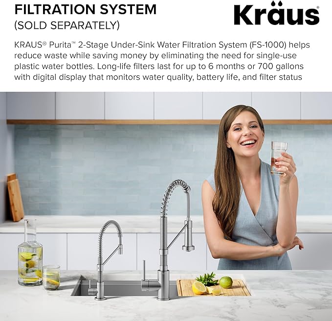 KRAUS Bolden Single Handle Drinking Water Filter Faucet for Reverse Osmosis or Water Filtration System in Spot-Free Stainless Steel, FF-104SFS