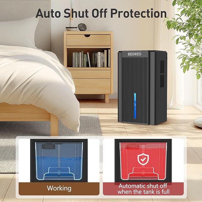 Dehumidifier,95OZ Dehumidifier for Home 1000 Sq.Ft - Quiet with Auto Shut Off & Relaxing 7 Color Ambient Light,Ideal for Livingroom, Bedroom, Basement(Black)