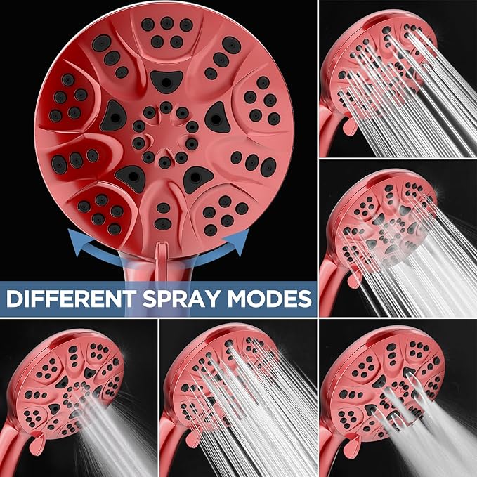 6-Mode High Pressure Handheld Shower Head Set, Consumer Reports Recommended HOPOPRO High Flow Hand Held Showerhead with 59 Inch Hose Bracket Teflon Tape Rubber Washers