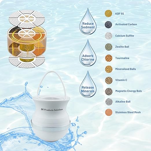 Bath Filter for Tub,10-Stage Water Filter with 2,500 Gallons Capacity,Removes Chlorine, Fluoride & Heavy Metals,Hard Water Softener,Improves Skin, Hair & Nails,BPA-Free, Easy to Install