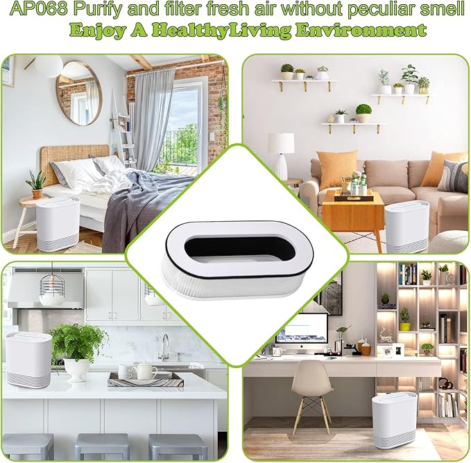 for RENPHO RP-AP068 Air Purifiers True Replacement Filter, Compatible 3-in-1 Grade Air Purifier RP-AP068 Filters, White,2 Pack