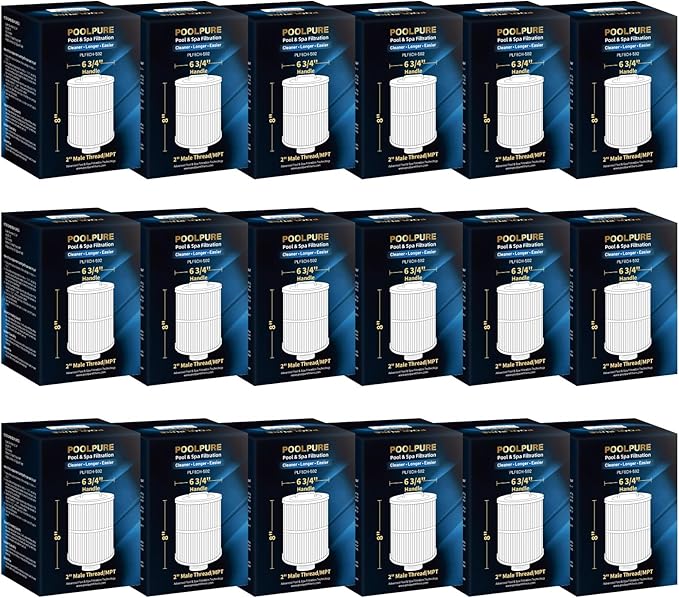 POOLPURE Pack of 18 PAS50SV-F2M Spa Filter Compatible with Unicel 6CH-502, Filbur FC-0311, Excel Filters XLS-604, Baleen AK-90161, Magnum AR50, Master Deluxe M60506 Hot Tub Filter