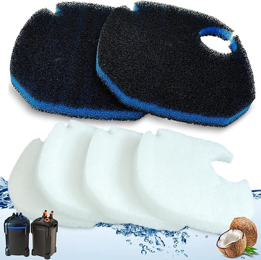 Large Cotton White Floss Pads and Activated Carbon Sponge Bio Filter Pads Refill Kit for AMOSIJOY Aquarium Canister Filter, Compatible with 396/528/660GPH Canister Filter (Large for 396/528/660GPH)