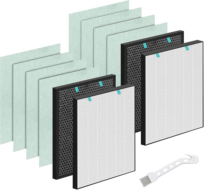 2 Sets Air400 Filter Replacement for Bissell Air400, 2 Filter, 2 Carbon Post Filter, 8 Pre Filter, Compared to Part 2521 and 2520 (2 Sets Air400)