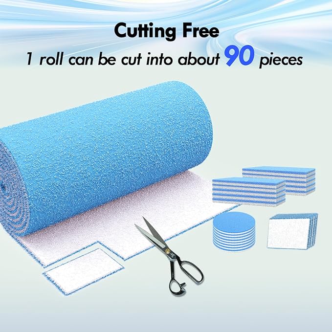 20 x 140" Air Vent Filters, Cut-to-Size MERV 8 Filter Material, Triple Layer HVAC Furnace Vent Filters for Home, Floor, Ceiling, Grilles - Includes 48PCS Adhesive Hook Tape.