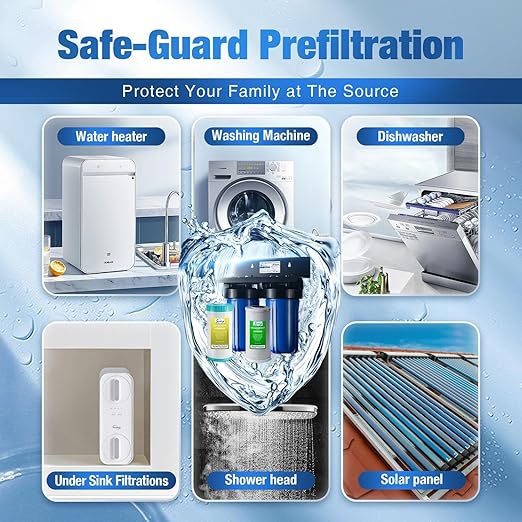 iSpring WGB21B-KS 2-Stage Whole House Water Filtration System with 10" x 4.5" Sediment CTO(Chlorine, Taste and Odor) Filter,KDF+GAC filter, Removes Chlorine, Iron, Lead, Odor and More, 1" Inlet/Outlet