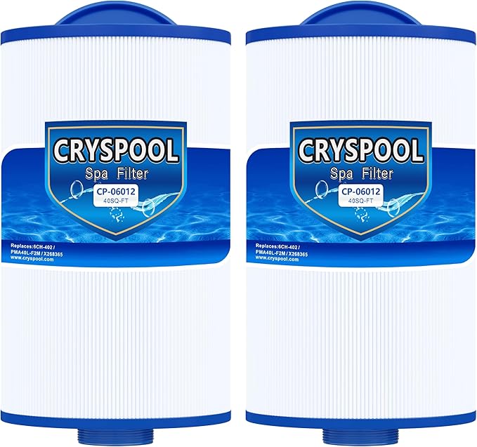 Cryspool® 06012 Filter Compatible with 6CH-402, PMA40L-F2M, X268543, Master Spas Twilight X268365, X26851, X268514, 40 Sq. Ft Spa Filter Cartridge, 2 Pack