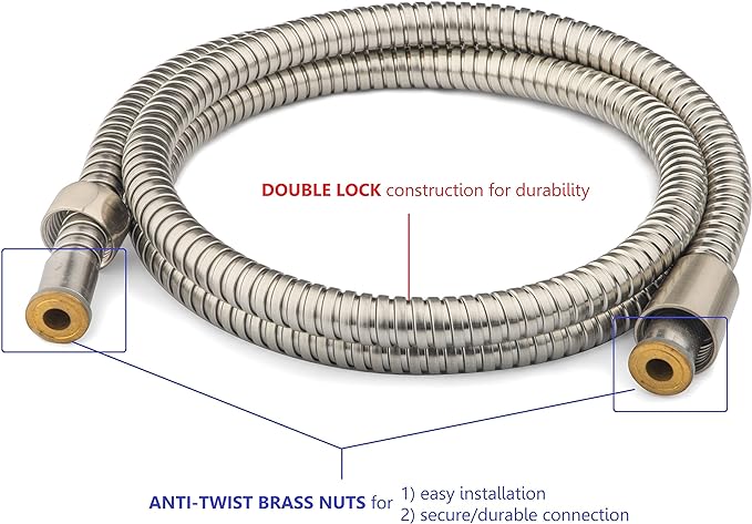 5-Inch Anti-Clog High Pressure LARGE Dual Shower Head with Handheld Spray - 5 Unique Spray Modes/BRASS CONNECTOR/5 Ft Stainless Steel Hose/Spot Resist Brushed Nickel