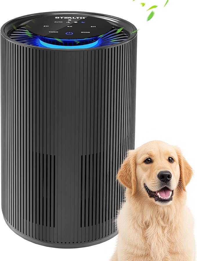 STEALTH Air Purifiers for Home Allergies Pets Hair Dander Pollen, H13 True HEPA 3-in-1 Filter Air Cleaner, Ozone Free 24db Sleep Mode,3 Speeds Timer for Lage Room Dorm Bedroom, Remove Dust Smoke Odor