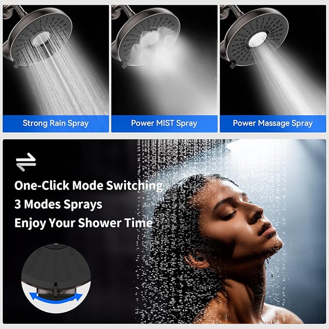 Filtered Shower Head- 8 Inches High Pressure Fixed Rain Showerhead with Filter - filtro para ducha de baño (Luxurious ORB)