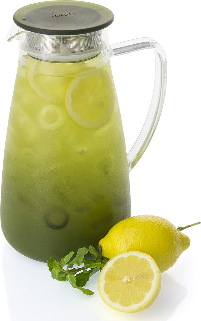 FORLIFE 838-A-GTE Flask Glass Iced Tea Jug, 64 oz, Green Tea