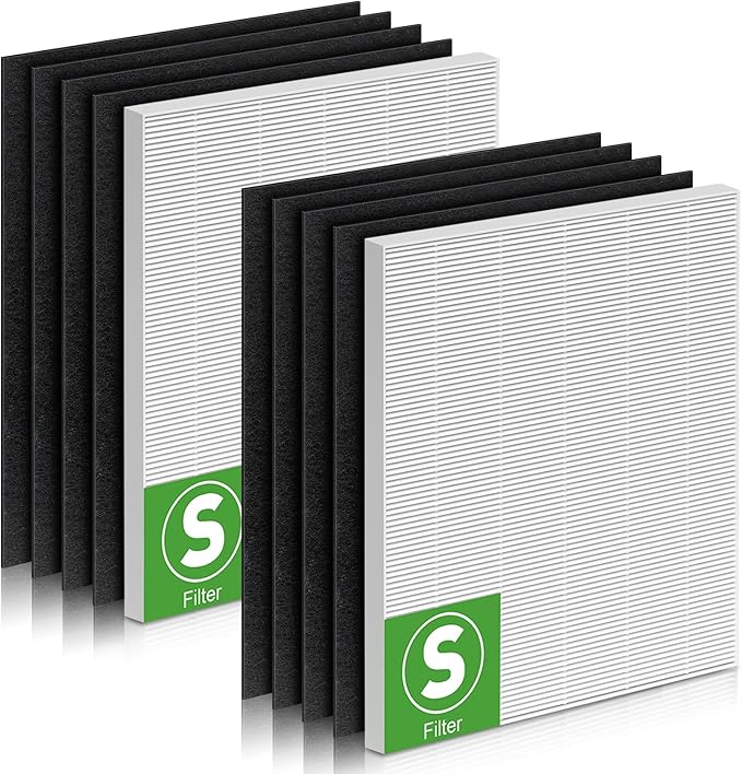 2 Pack C545 HEPA Filter S for C545 Air Purifiers, Compatible with Winix C545 Air Filter Replace Part 1712-0096-00 and 2522-0058-00, 2 × H13 True HEPA + 8 Pre-Filters