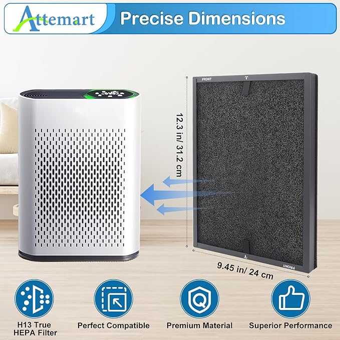 HAP602 Replacement Filters for ECOSELF HAP602 HAP602WF Air Purifier, 3-in-1 Filtration of Pre-Filter & Carbon Filter Replacement, 2 Pack