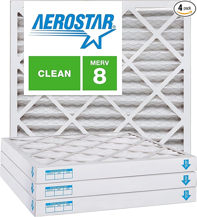 Aerostar 20x22x2 MERV 8, Pleated Air Filter, 20x22x2, Box of 4, Made in the USA
