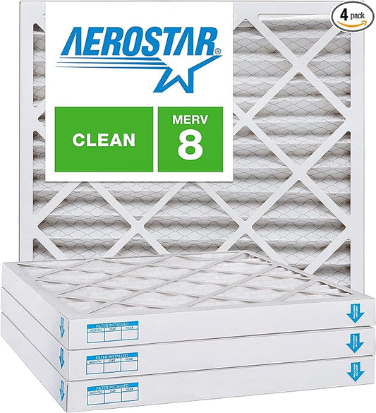 Aerostar 18x25x2 MERV 8, Pleated Air Filter, 18x25x2, Box of 4, Made in the USA