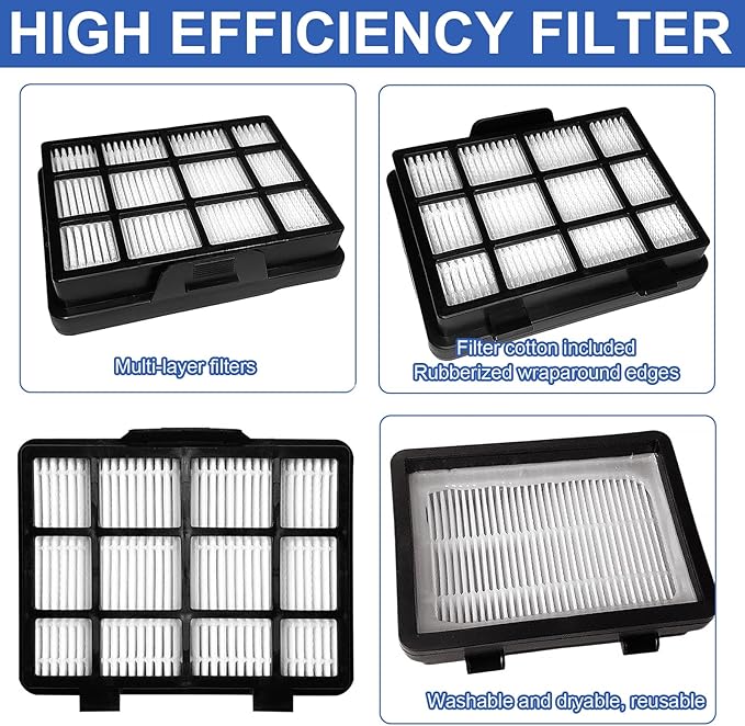 8 Pack Replacement Filters Compatible with Eureka NEN180 NEN186BL Bagless Vacuum Cleaner, Includes 4 Dust Cup Cartridges and 4 High Efficiency Filters