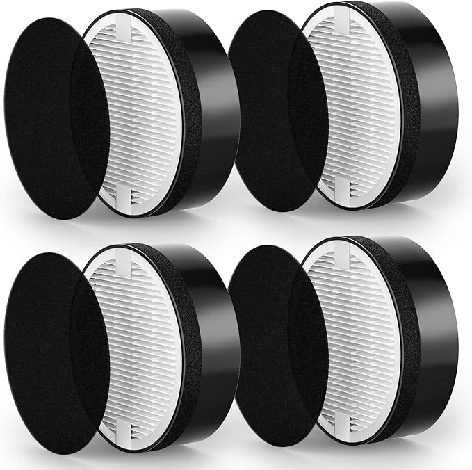 LV-H132 Replacement Filter Compatible with LEVOIT LV-H132 Air Puri-fier Replacement Filter, 3-in-1 HEPA Filter High-Efficiency Activated Carbon Filter, Part # LV-H132-RF, 4 Pack