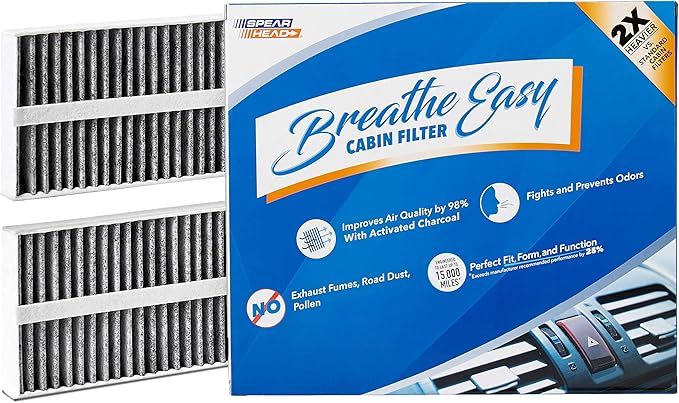Spearhead Odor Defense Breathe Easy Cabin Filter | Fits 2004-10 QX56, 2005-15 Armada, 2004-15 Titan, 2012-14 NV2500/NV3500 5.6L V8 Like OEM | Up to 25% Longer Lasting w/Activated Carbon (BE-388)