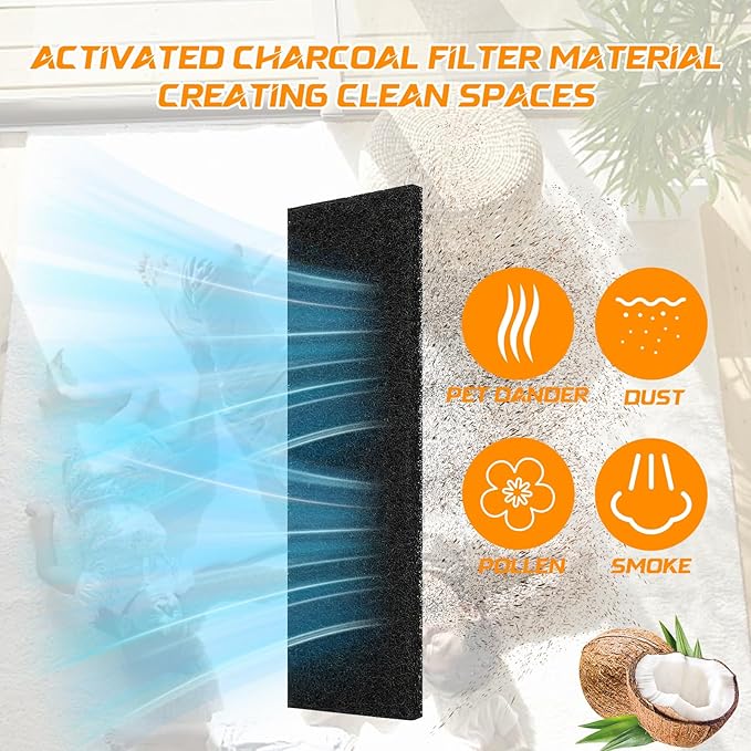 Pacify 10PCS Ceiling Fan Filters for Blades, Activated Coconut Shell Carbon Fan Filters for Ceiling Fan Blades, Universal Fan Air Purifier Pad for Home Office Traps Household Contaminants(10)