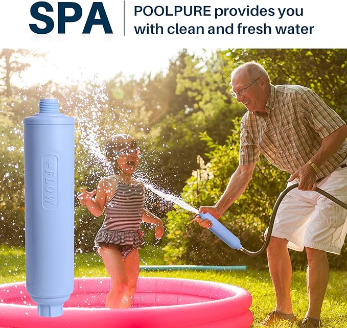 POOLPURE Garden Hose End Pre Filter for Pool, Hot Tub, Spa, Greatly Reduces Chlorine, Heavy Metals, Odor, Fits Any Standard 3/4" Garden Hose Thread, Up to 8,000 Gallons, 1PACK