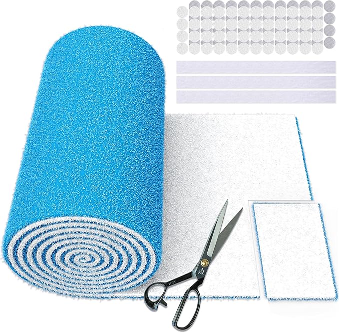 UBeesize Air Vent Filters, 140" x 12" Cut to Size Air Filter Material (60+ Filters), MERV 8 Triple Vent Filter Kit for Home Floor, Grilles, Ceiling, HVAC Furnace Vents, With 48PCs Adhesive Hook Tape