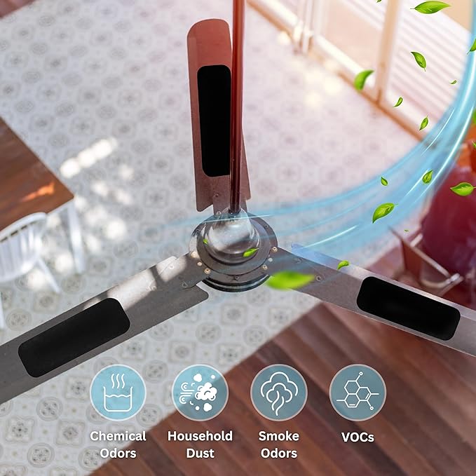 Filter Monster Coconut Carbon Ceiling Fan Filters - Easy-Stick Activated Carbon Blade Filters for Common Household Contaminants - 6 Pack