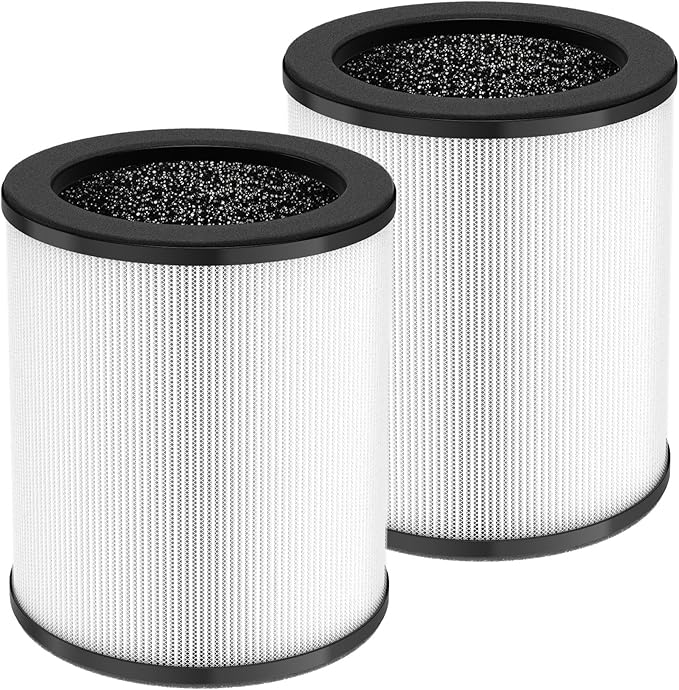 LINNIW KJ80 Replacement Filter Compatible with Druiap KJ80 Air Purifier, 360° Rotating 3-in-1 Filter of HEPA Filter, Activated Carbon and Pre-filter, 2 Pack