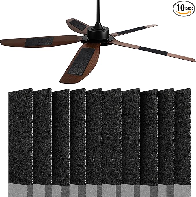 Pacify 10PCS Ceiling Fan Filters for Blades, Activated Coconut Shell Carbon Fan Filters for Ceiling Fan Blades, Universal Fan Air Purifier Pad for Home Office Traps Household Contaminants(10)
