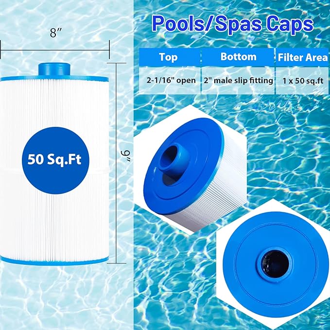 C-8450 Spa Filter Cartridge Replaces for Filbur FC-3310, PCS50N, 100593, 3301-2261, 80501 Maax Spas/Coleman Spas, 50 sq.ft Hot Tub Filter, 2 Pack
