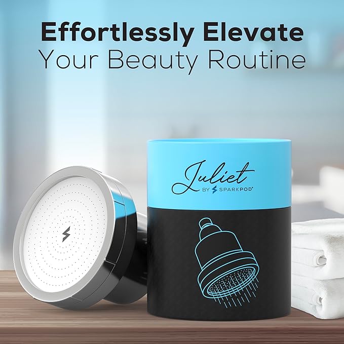 THE JULIET FILTERED SHOWER HEAD - Luxury High Pressure Shower Head with Filters - Removes Impurities for Healthier Hair and Skin - Reduces Hair Breakage, Skin Dryness & Irritation (Polished Chrome)