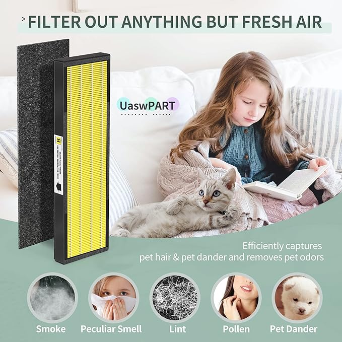 [PET FRIENDLY] AC4825 HEPA Filter B Replacement Compatible with Ger-mGuardian Filter Replace AC4820 AC4825 AC4300 CDAP4500 AC4850 AC4900 and More, 4x H13 HEPA w/ Activate Carbon+4x Extra Pre-Filters