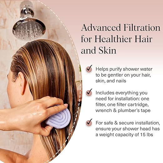 Kitsch Shower Head Filter For Hard Water – Water Softener & Removes Heavy Metals – Shower Filter for Softer Skin & Hair, Bathroom Accessories - Chrome