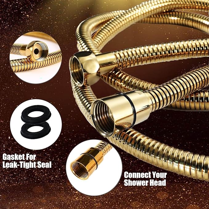 Shower Head, 10" High Pressure Rain shower head with Handheld Spray Combo, 6 Settings Handheld with 78" Anti-leak Hose, 11" Adjustable Extension Arm, Ultra Thin Water Saving, Gold, AWAXFOLO