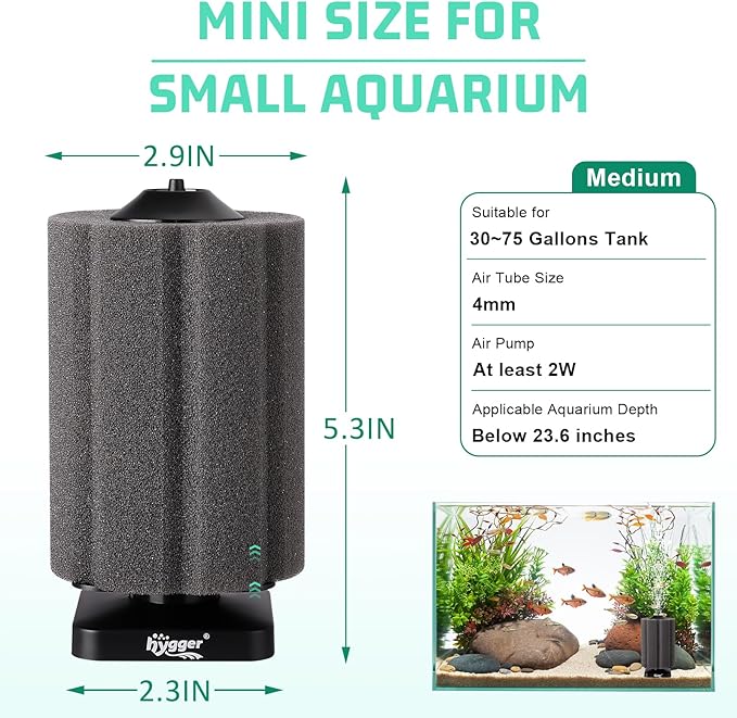hygger Fine Sponge Filter for Aquarium 30~75 Gallons Fish Tank Filter Betta Breeding Fry Shrimp Snails Air Powered Filters