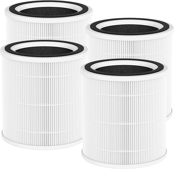 4 Packs AC400 Replacement Filter Compatible with Purivortex AC400 Air Cleaner Purifier, 3-in-1 Main Filters and Activated Carbon Filter, White