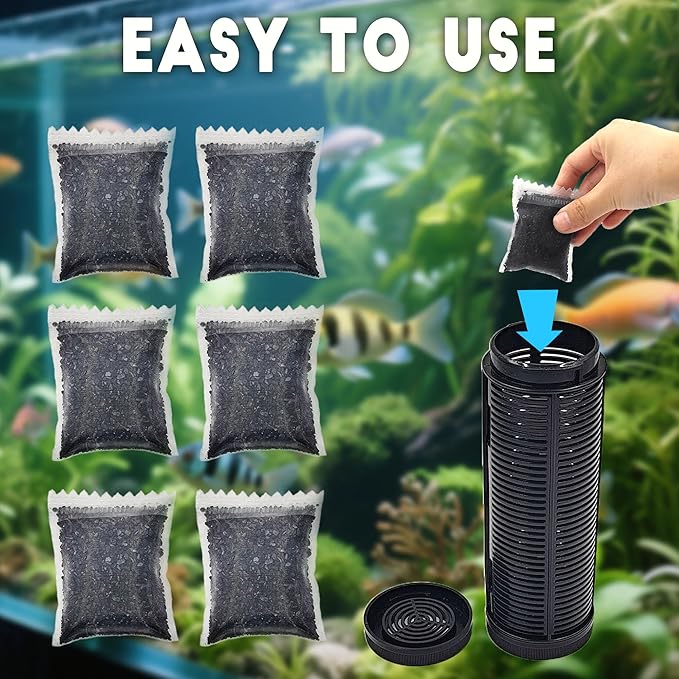 xcivi 6PCS Carbon Filter Media for Aquariums, Premium Activated Carbon, Aquarium Filter Media, Media Filter Bags Activated Carbon Charcoal Aquarium Fish Tank Canister Filter