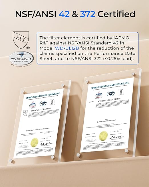 Waterdrop 10UB PRO Under Sink Water Filter, No Drilling Required, Time Reminder, with Brushed Nickel Faucet, Reduces Lead, Chlorine, Bad Taste & Odor, 11000 Gallons, Does not Lower TDS