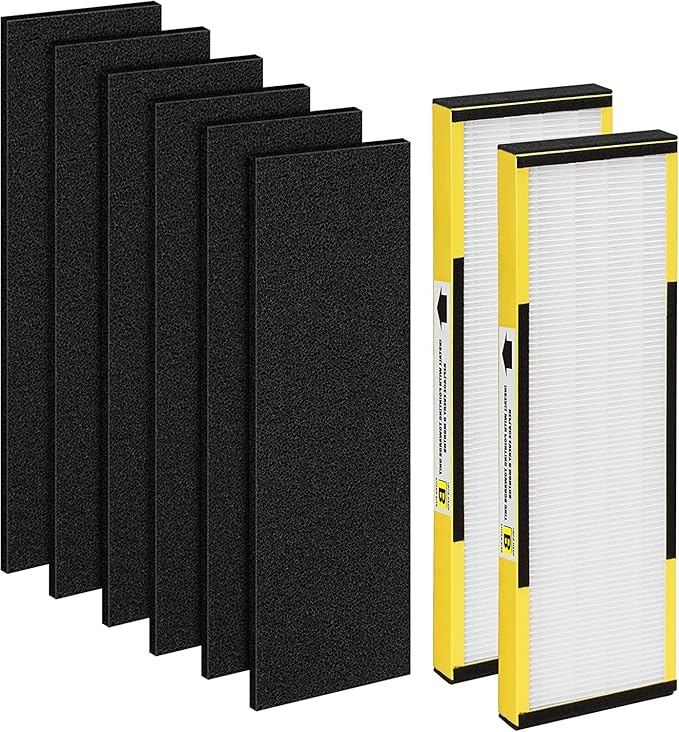 2 Pack FLT4825 HEPA Filter B Replacement Compatible with AC4825 AC4825E AC4300 AC4800 AC4900 AC4850, 2 True HEPA Filters & 6 Activated Carbon Pre-filters