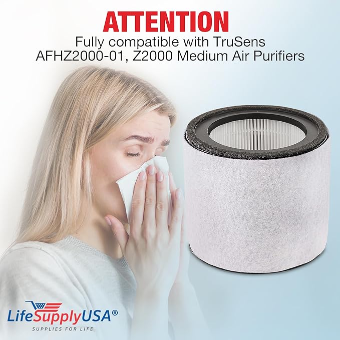 True HEPA + Carbon + Pre-Filter Replacement for AFHZ2000-01 | Fits TruSens Z-2000 Medium Air Purifier – 360° 3-Stage by LifeSupplyUSA
