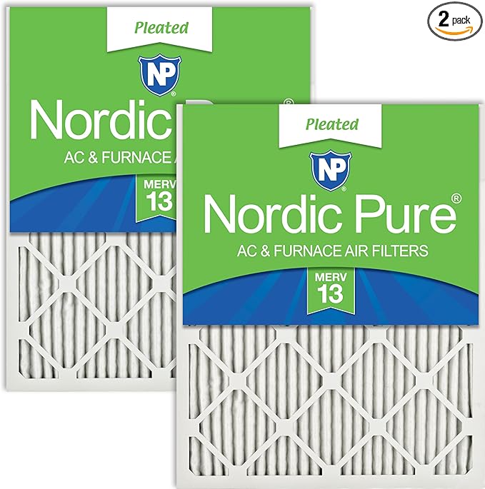 Nordic Pure 18x20x1 (17 1/2 x 19 1/2 x 3/4) Pleated MERV 13 Air Filters 2 Pack