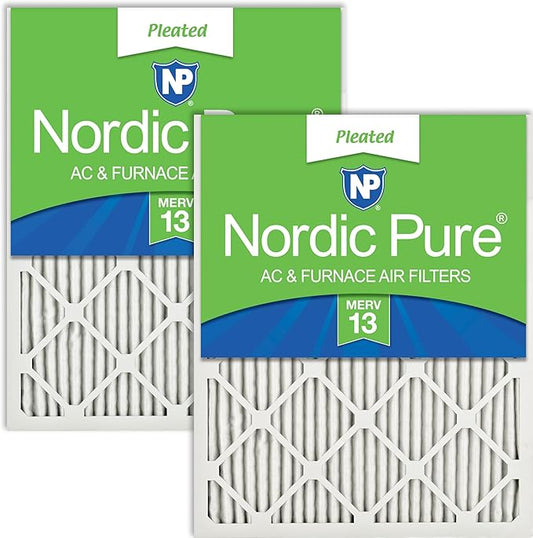 Nordic Pure 20x20x1 (19 1/2 x 19 1/2 x 3/4) Pleated MERV 13 Air Filters 2 Pack