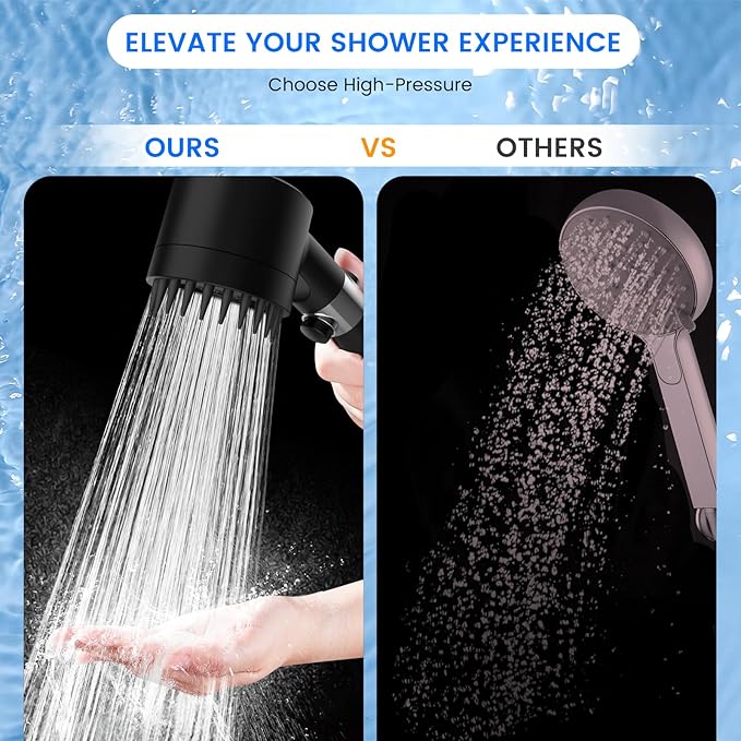 Filtered Shower Head with Handheld, High Pressure 3 Spray Mode Showerhead with 18 Stage Water Softener Filters for Hard Water - Remove Chlorine-BLACK